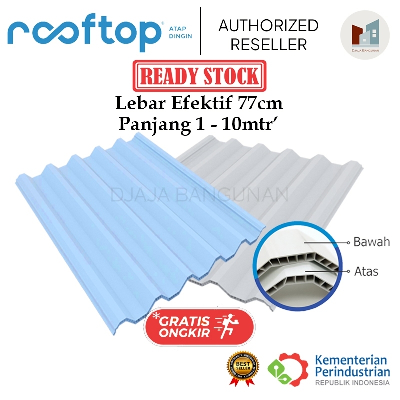 (Surabaya & Sidoarjo) Atap Rooftop Premium Harga termurah merk ROOFTOP, lebar efektif 77cm Atas Puti