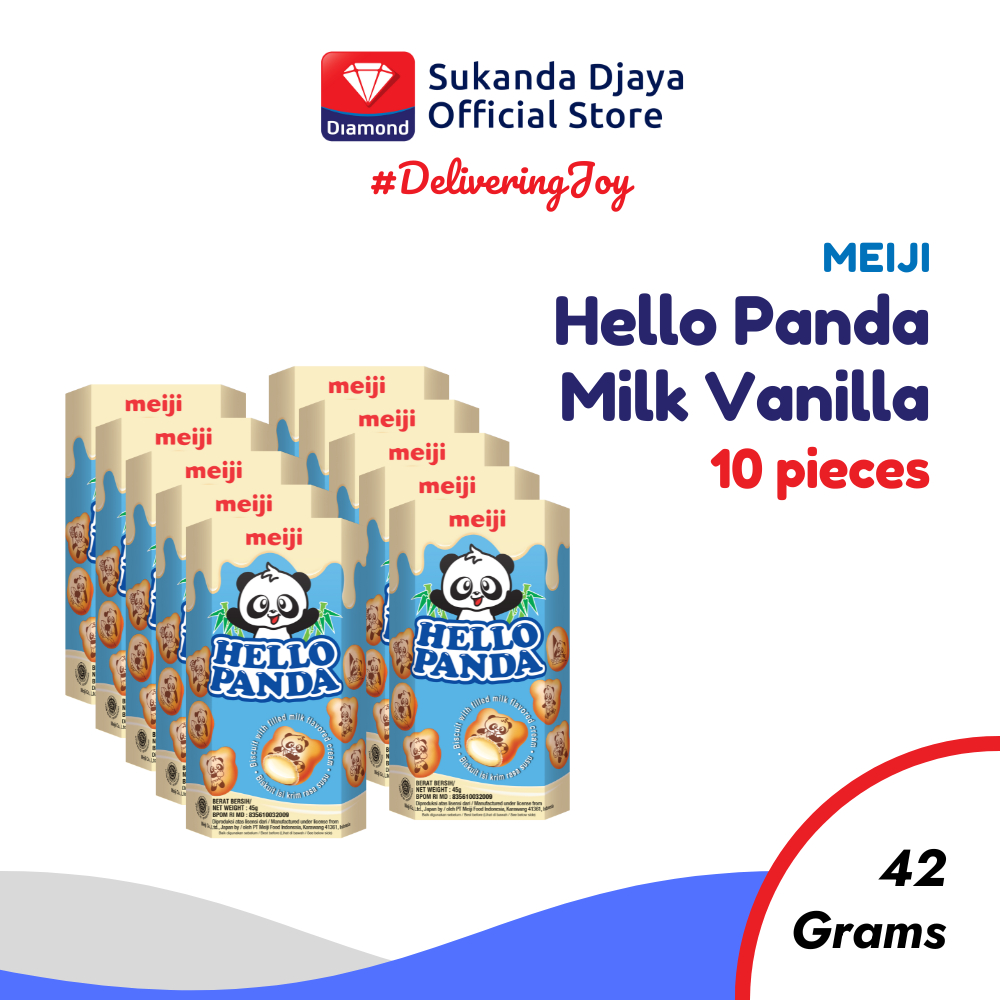 

Meiji Hello Panda Biskuit Milk Vanilla Snack 42 Gr [ISI 10 PCS]