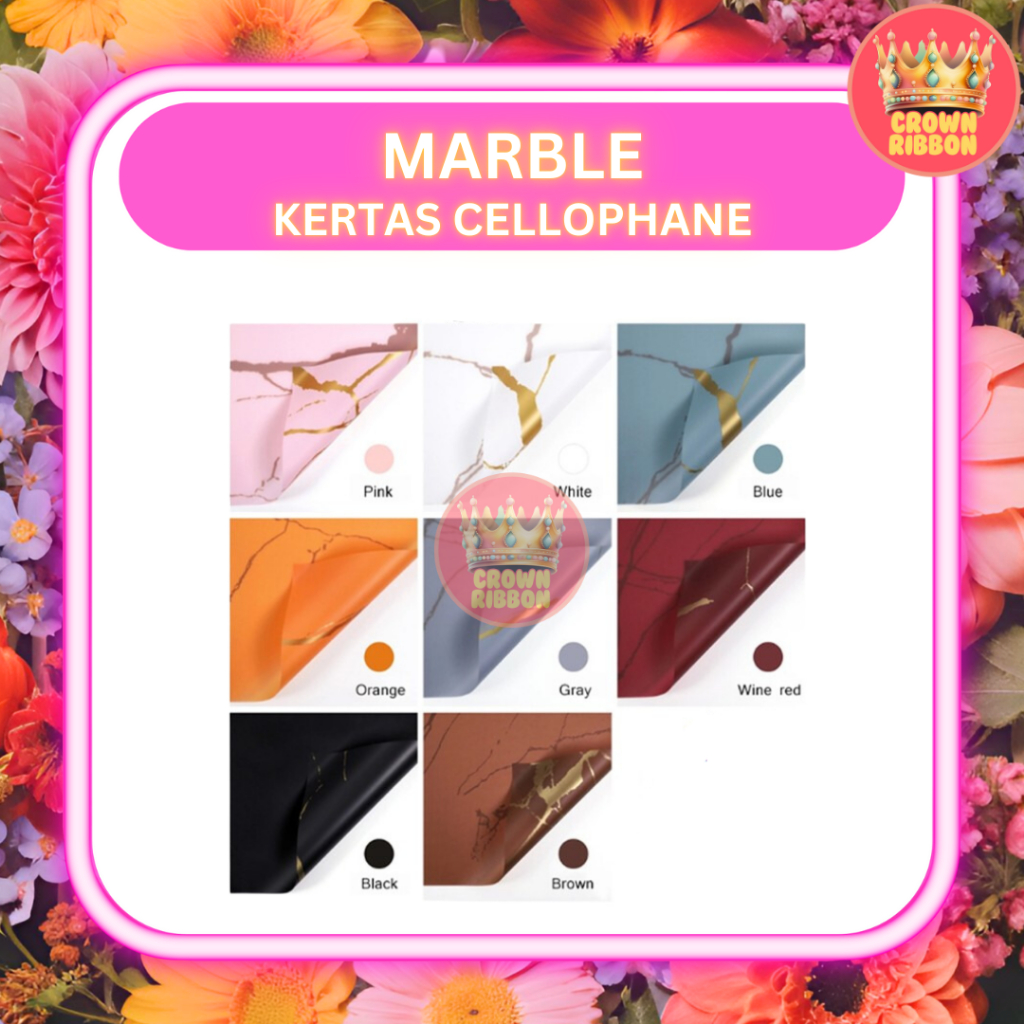 

(20 LEMBAR) Kertas Cellophane Buket Bunga - MARBLE - Flower Wrapping Paper