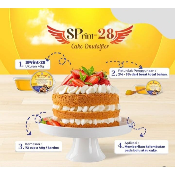 

SPrint-28 40gr Cake Emulsifier Pengembang Kue Roti Bolu Kemasan