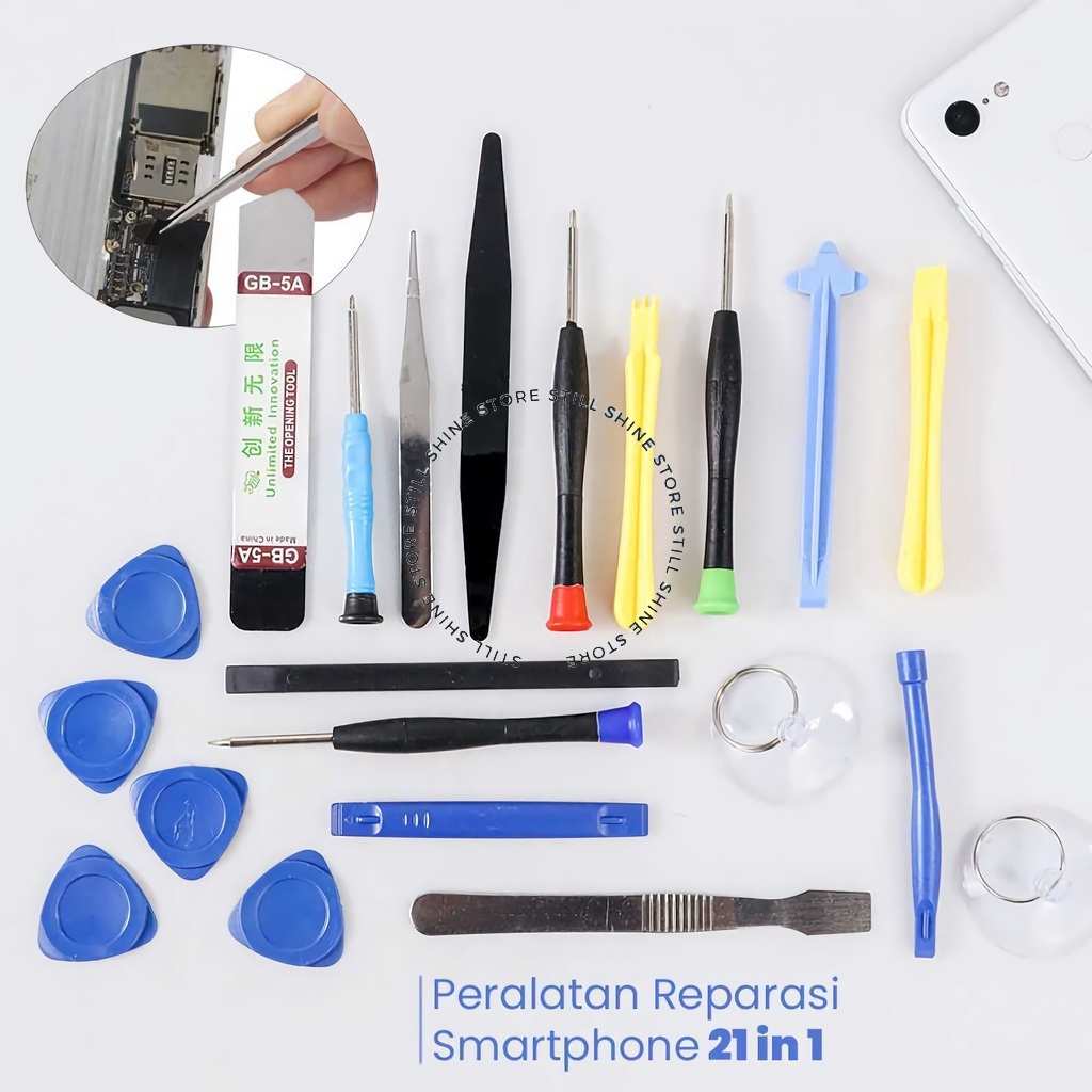 Set Obeng Alat Reparasi Perbaikan Service Servis HP Handphone Smartphone Tablet Laptop 21 in 1 Porta