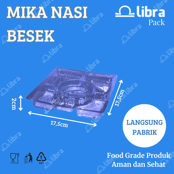 2000 Pcs - Mika Nasi Besek Bening Per Dus / Mika Tray Sekat Nasi Kotak Besek