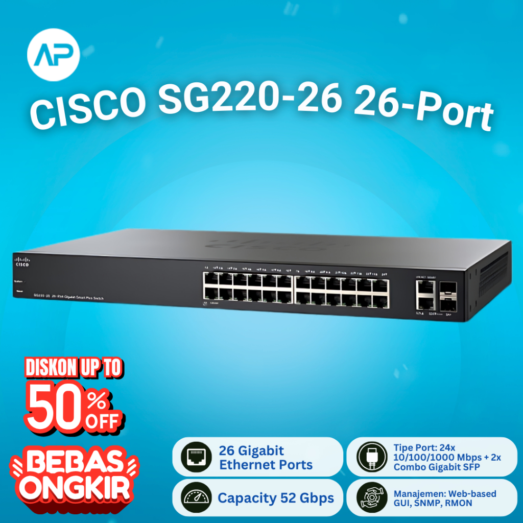 CISCO SG220-26 26-Port Gigabit Smart Switch [SG220-26-K9-EU]