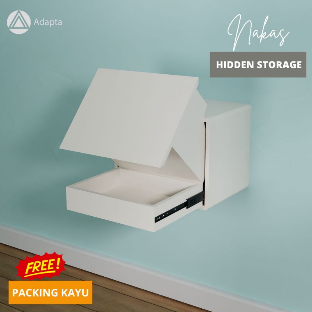 Adapta - Nakas Minimalis Tempel Dinding - Laci Hidden Storage & Kunci Modern - BOXY-B4