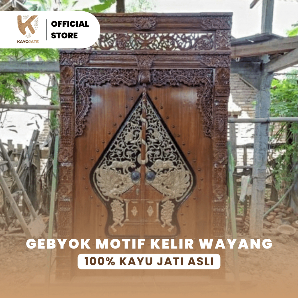 Pintu Gebyok Ukir Kelir Wayang Kayu Jati Jepara Asli