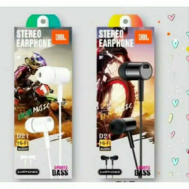 Hf Handsfree Earphone Headset D21 / D-21 Sport Bass Stereo Earphone