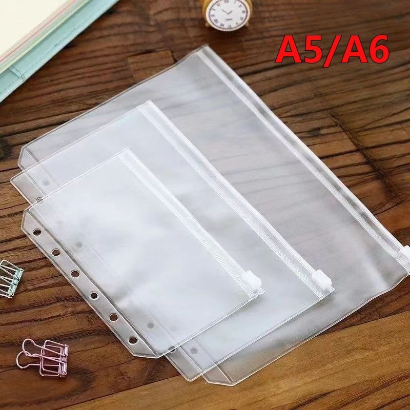 

10PCS Kosongkan Pockets Binder PVC A5 A6 Kosongkan Folder Berkas Zipper Folder 6-hole Notebook Binder File Laporan Binder Tanpa Air