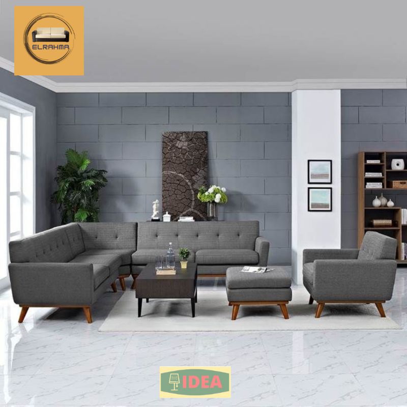 IDEA - Sofa Ruang Tamu L Sudut + Sofa Single Modern Elegant Retro Minimalis