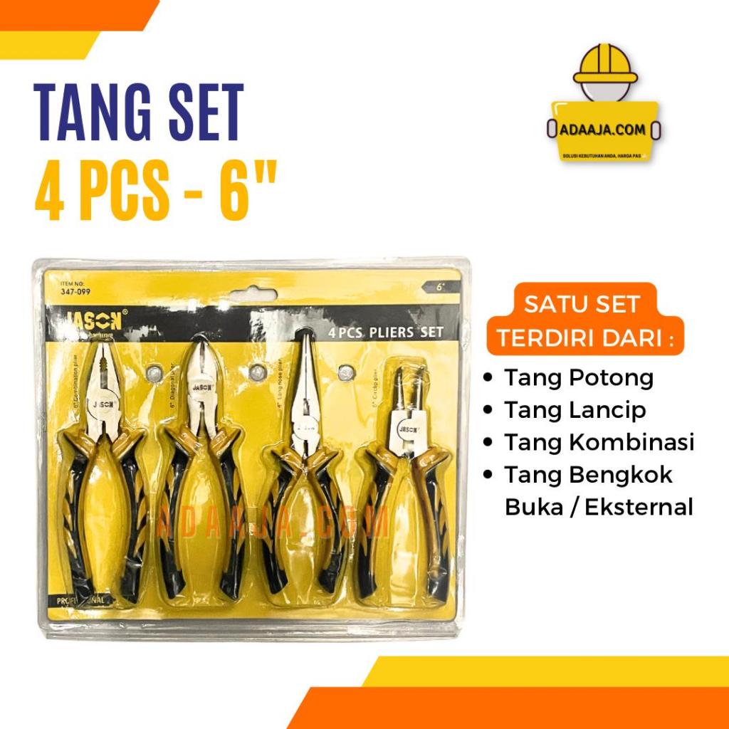 Tang Potong Tang Kombinasi Tang Lancip Tang Bengkok SET 4 PCS - Jason