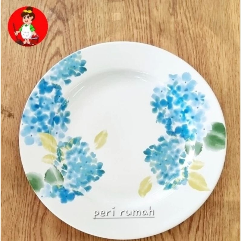 Piring Ceper Piring Makan Dinner Plate Keramik 27cm Motif Bunga Biru Kuning Sango