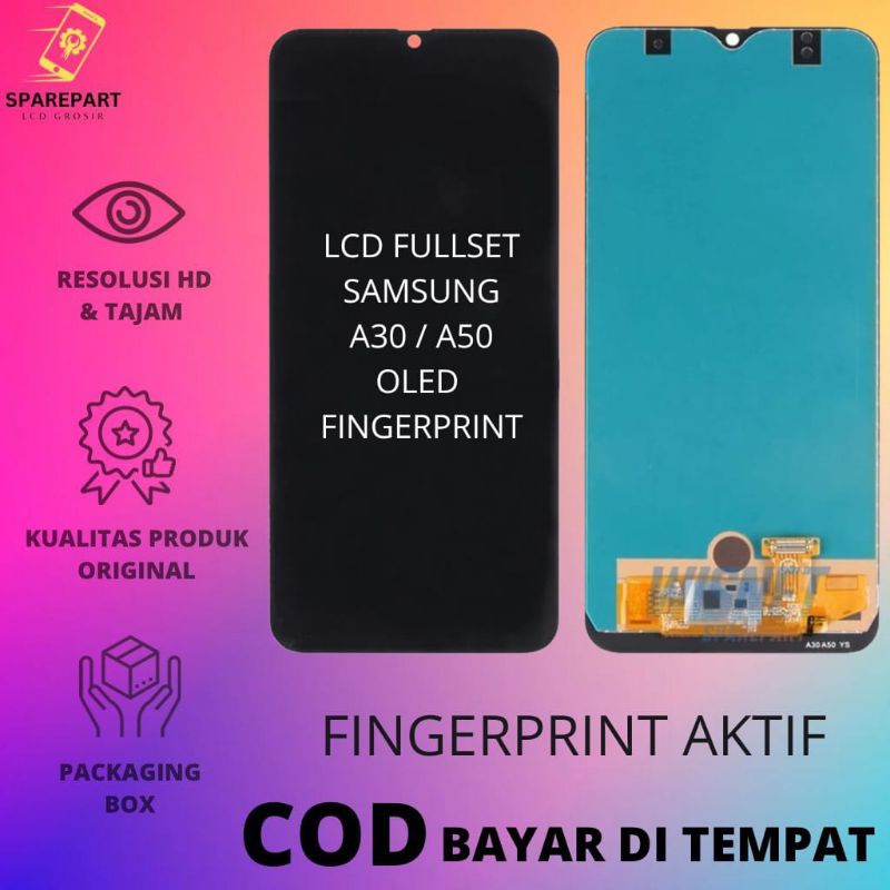 LCD FULLSET SAMSUNG A30 / A50 OLED ORIGINAL FINGERPRINT AKTIF TOUCHSCREEN LCD
