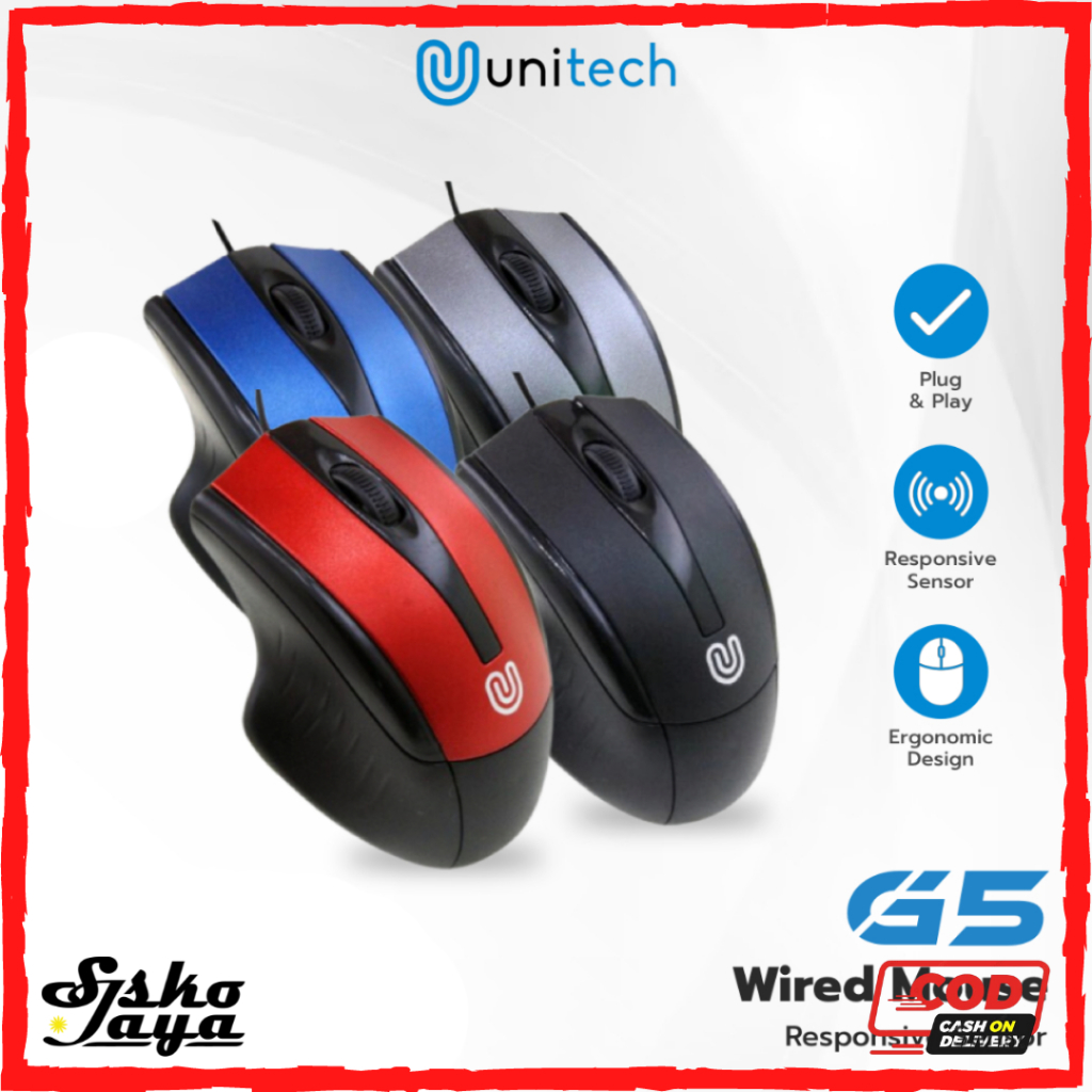 Mouse Kabel Unitech G5 Optical Wired USB 1000DPI