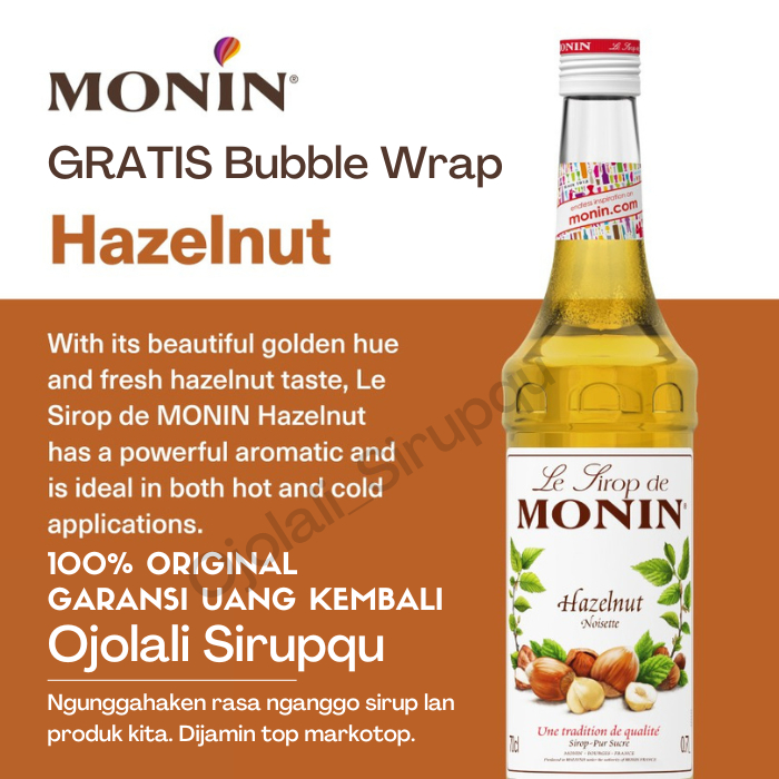 

MONIN Hazelnut Syrup 700 mL 70 cL