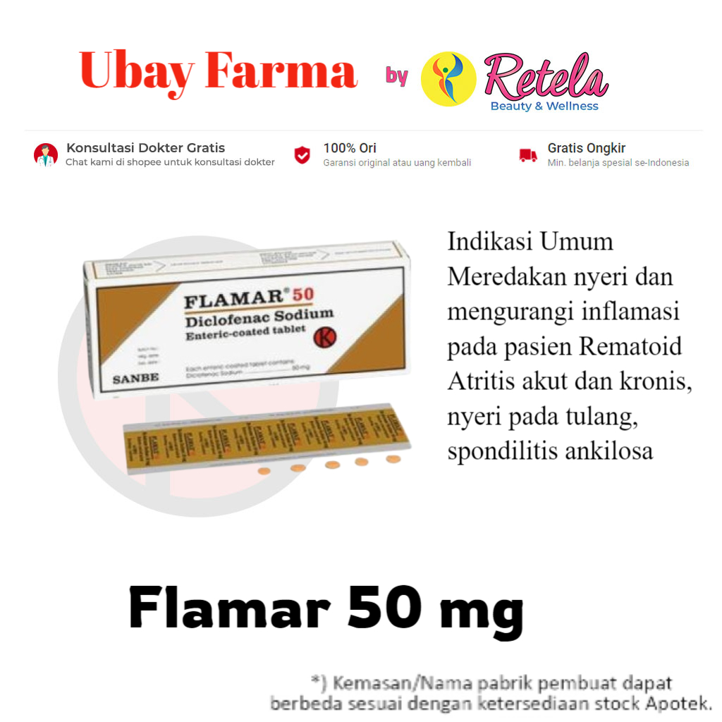 Flamar 50 mg 10 Tablet / Natrium Diklofenak