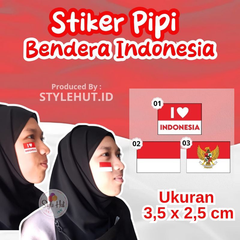 

Sticker Pipi Merah Putih/Sticker Bendera Pipi/Sticker Tempel Pipi/Ukuran Kecil Anak
