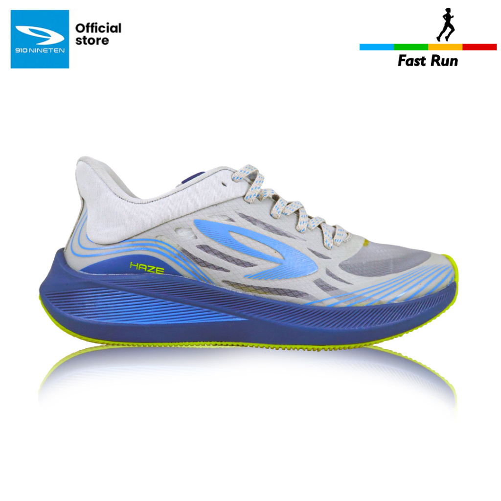 910 Nineten Haze Vision 1.0 Sepatu Lari - Abu-muda/Biru/Kuning
