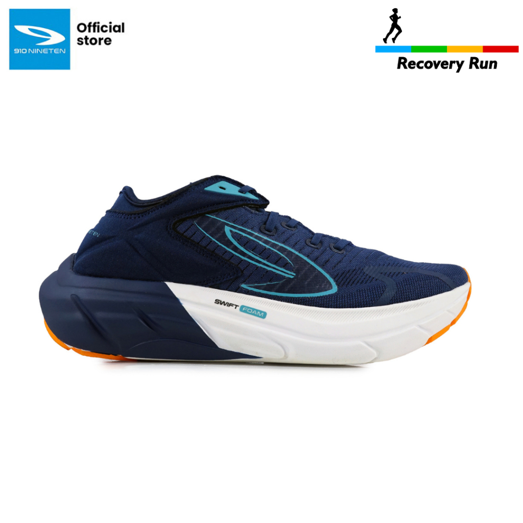 910 Nineten Hiroshi Sepatu Lari - Biru-tua/Tosca/Jingga