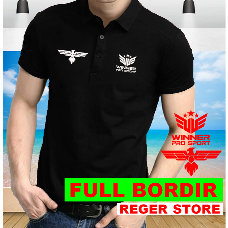 POLO BORDIR WINNER SPORT,Baju kaos kerah Laki Laki Wanita Dewasa