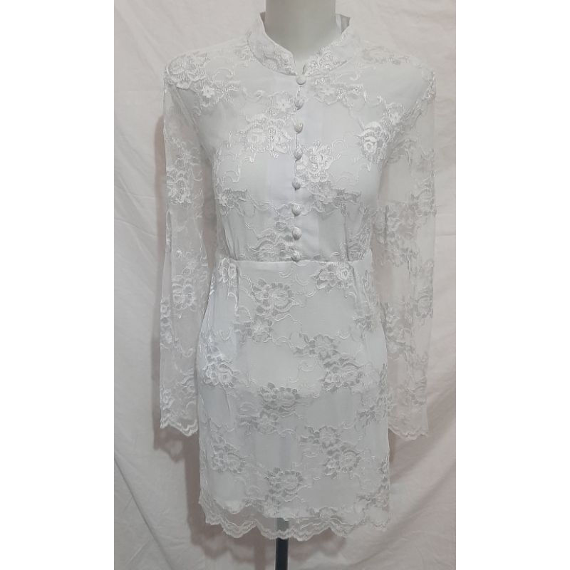 KEBAYA BROKAT PUTIH BRUKAT ATASAN BAJU TRADISIONAL KONDANGAN PESTA PARTY PREWEDDING FOTOSHOOT PRELOV