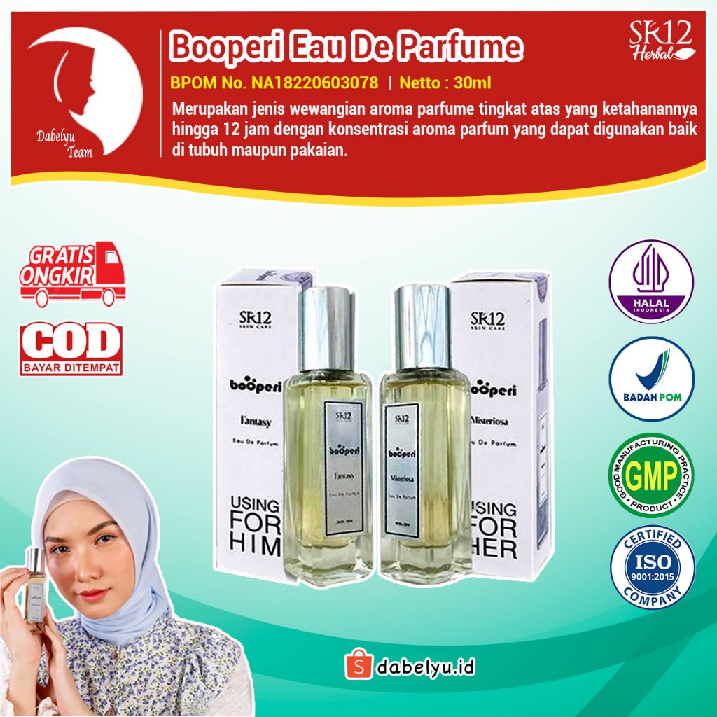 SR12 BOOPERI EAU DE PARFUM | EDP | Jenis Keharuman Tingkat Atas | Tahan Lama Di Tubuh & Pakaian