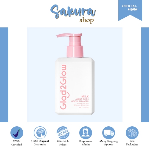 GLAD2GLOW Milk Amino Acid Gentle Cleanser Face Wash 80ml | G2G Sabun Muka/Pembersih Wajah/Face Wash