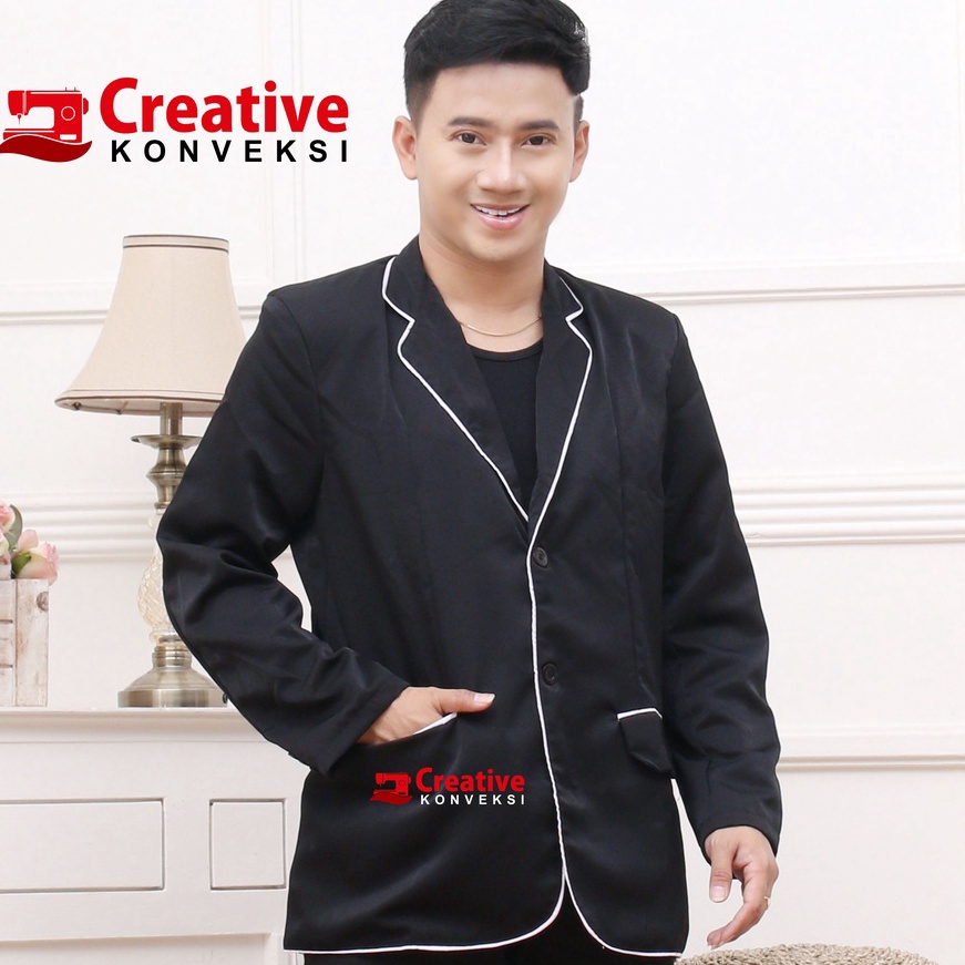 Sale COD BISA TAMBAH BORDIR jas hitam kombinasi putih jas formal jas kampus jas osis jas tren  BLAZE