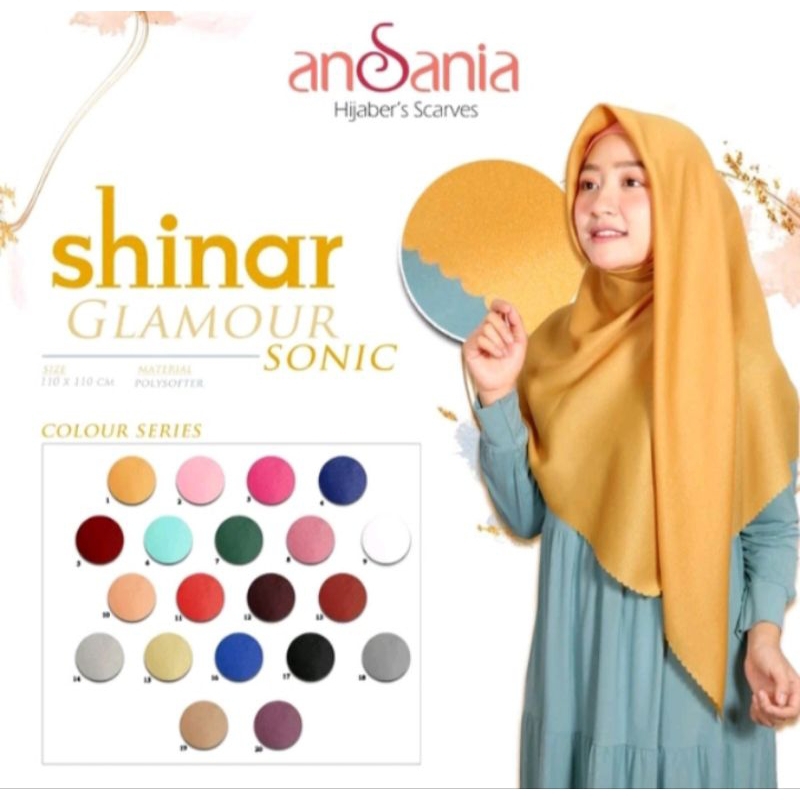 Jilbab Shinar Glamour ANSANIA - Shinar Glamour Hijab Segi Empat - Kerudung Shinar Glamour
