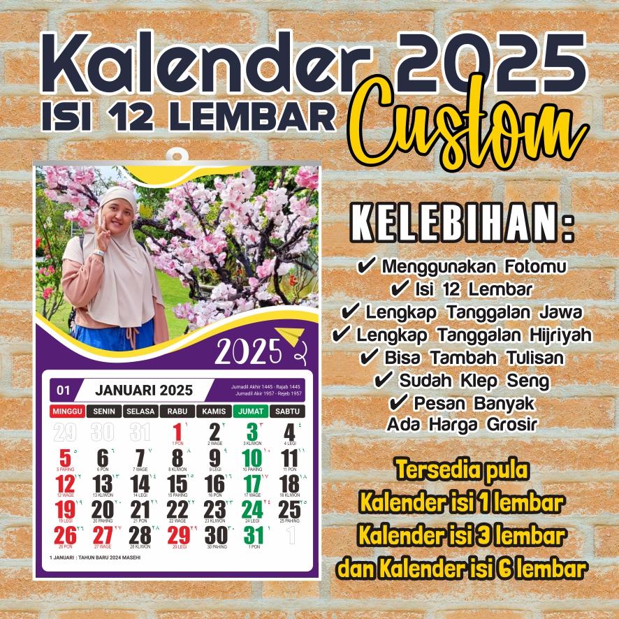 

KALENDER CUSTOM ISI 12 LEMBAR | KALENDER DINDING CUSTOM | KALENDER MURAH | KALENDER 2025