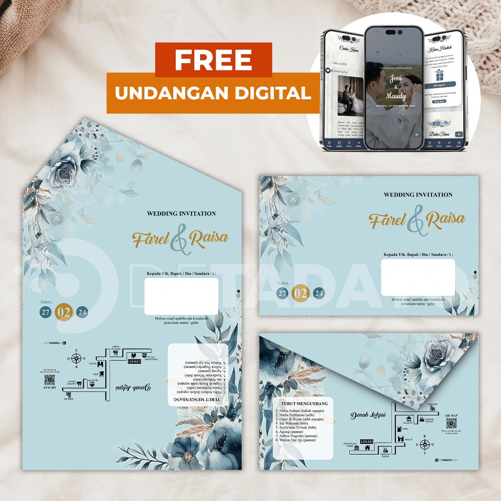 Undangan Pernikahan Aesthetic Amplop- Undangan Nikah Simple - Undangan Kekinian