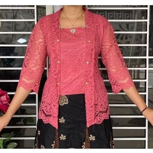 Atasan wanita blus kebaya brokat kutu baru atasan tradisional wanita kebaya model kekinian