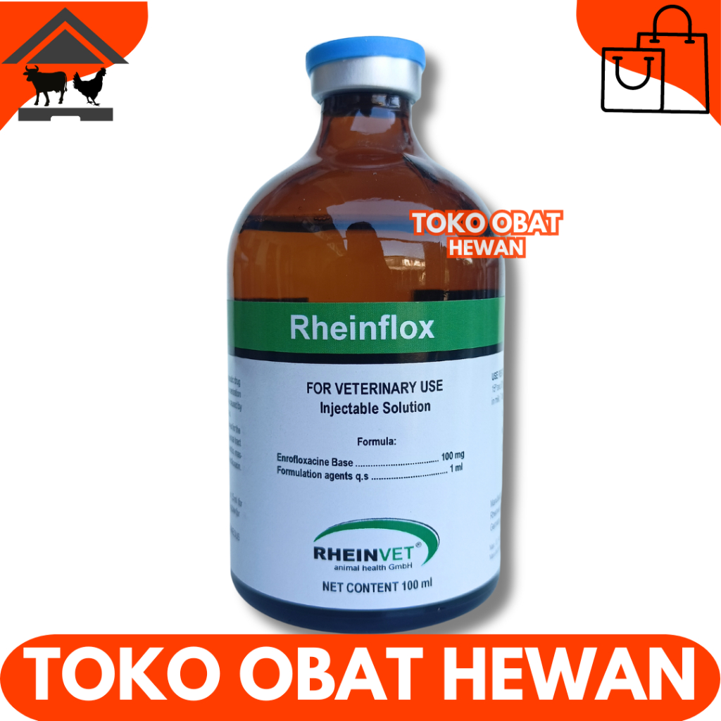 RHEINFLOX 100ML RHEINVET - Enrofloxacin 10% Obat Antibiotik Pernafasan dan Pencernaan Hewan Ampuh