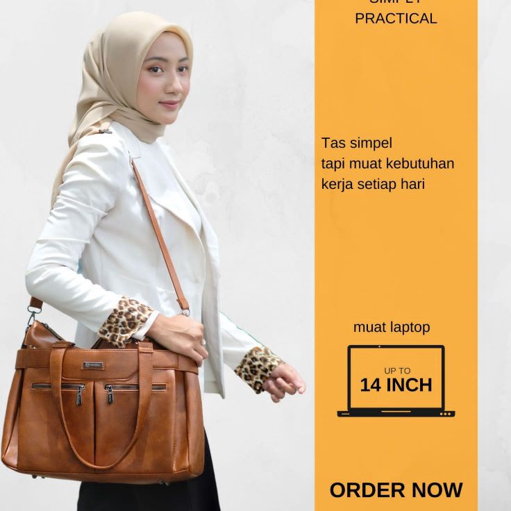 KP8 NUALA Bag by Manjua Tas Kerja Tas Kuliah Muat Laptop 14 inch Tas Laptop Ukuran