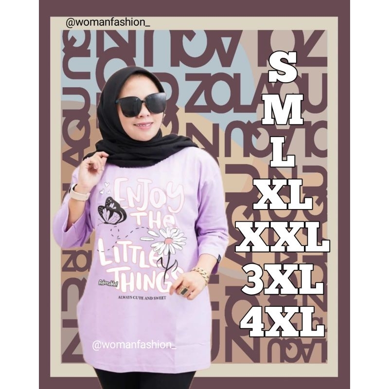 Kaos Wanita Zolaqu Original Semitunik Ungu 03 Purple Lengan Panjang Bahan Katun Premium Nyaman Styli