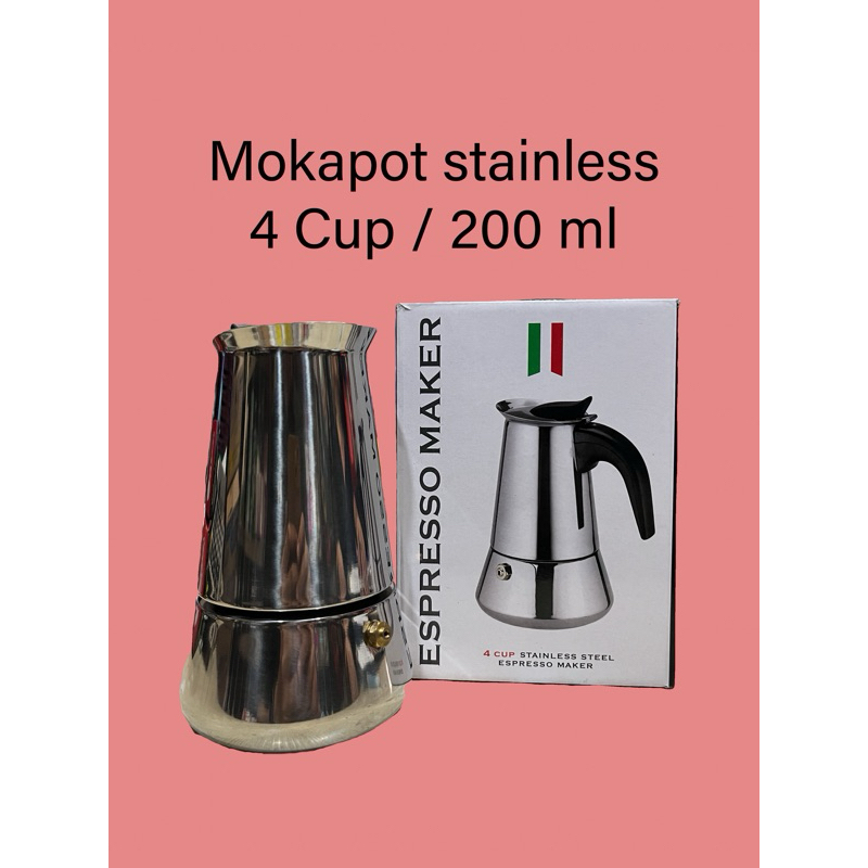 Moka pot stainless / coffee maker / espresso maker 4 cup / 200 ml