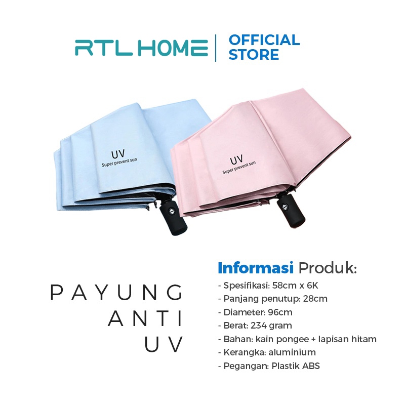 Payung Lipat Otomatis /Payung Lipat Umbrella Otomatis Polos Besar Anti UV Jumbo