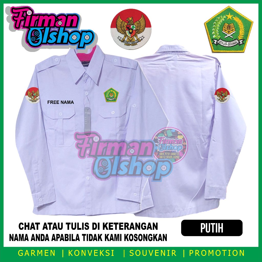 Bigsize kemeja Kemenag pdh pdl seragam kemenag kemenag RI baju kemenag new putih Full bordir