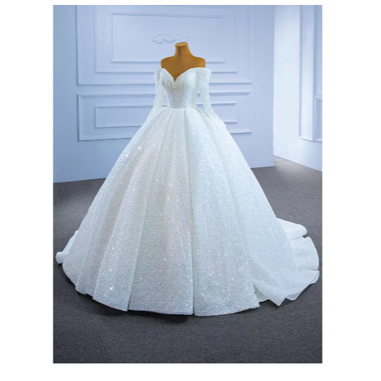 GAUN WEDDING / GAUN PERNIKAHAN / WHITE WEDDING DRESS / WEDDING BALLGOWN SEQUINS / DRESS PERNIKAHAN W