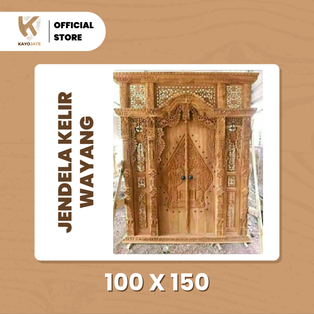 Jendela Rumah Jawa Kayu Jati Ukir Jepara Motif Ukir Kelir Wayang Asli