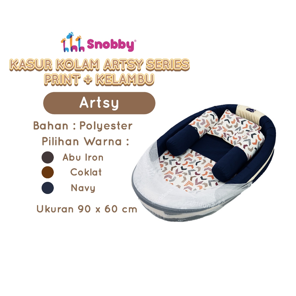 Snobby Kasur Bayi Kolam Artsy Series Print + Kelambu