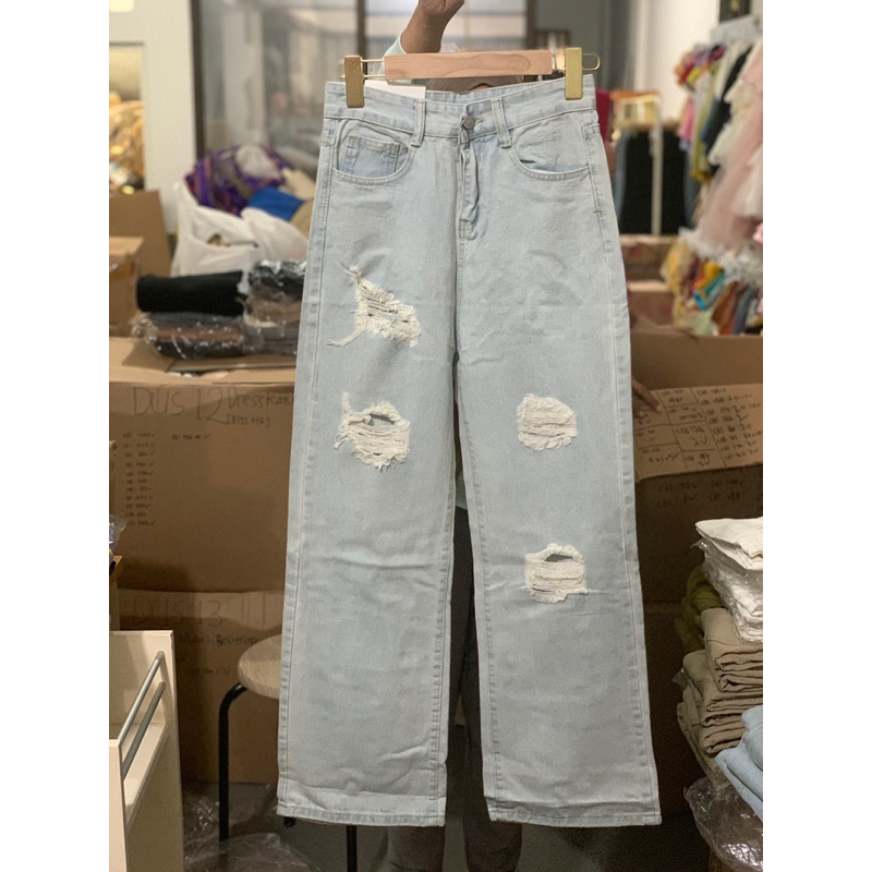 CELANA PANJANG JEANS KULOT SOBEK SOBEK WANITA IMPORT BKK CTL241