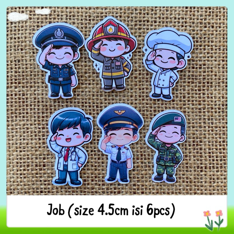 

6pcs sticker tempelan glossy job / jobs / pekerjaan