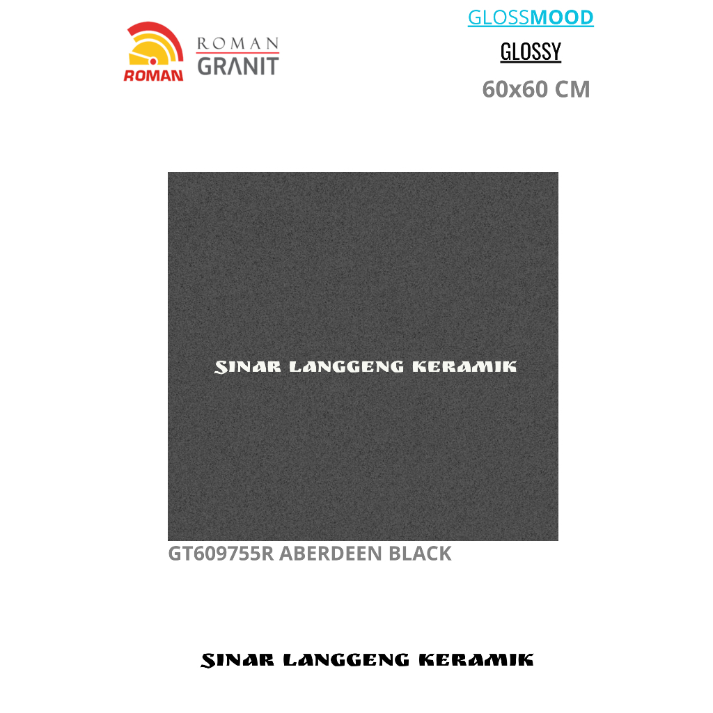ROMAN GRANIT GT609755R ABERDEEN BLACK 60X60 LANTAI GLOSSY