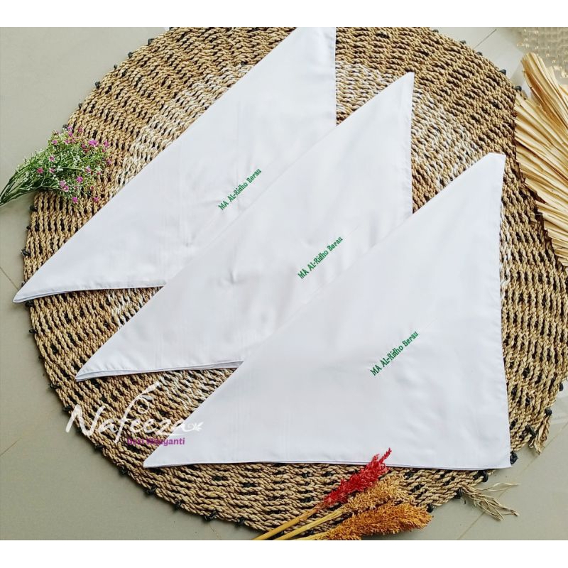 Jilbab Sekolah Segi Empat Hijab SD SMP SMA Custom Jilbab Bordir Sablon Kerudung Logo Sekolah Putih K