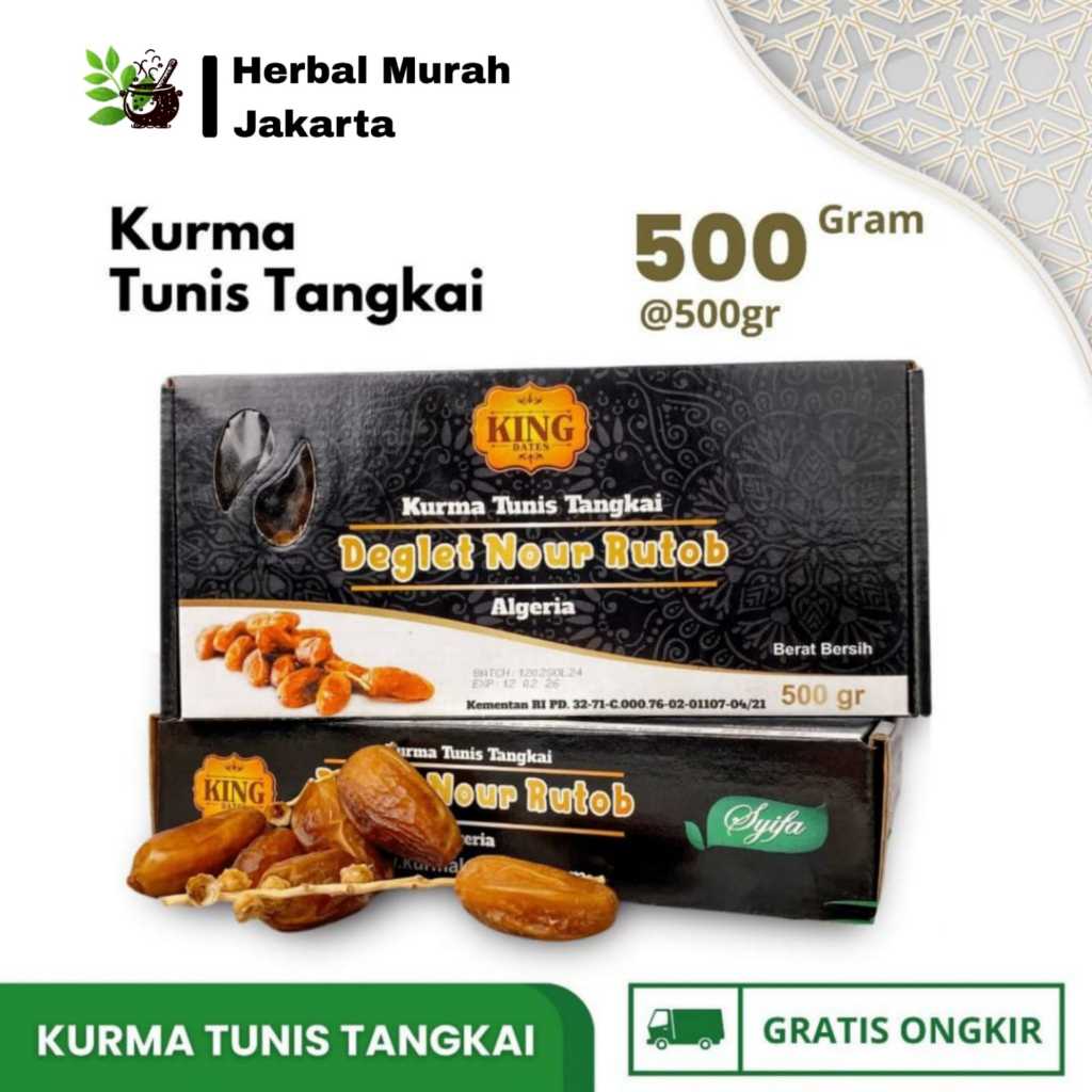 

King Dates Tunisia Tangkai Palm Fruit 500gr | Deglet Ruthob