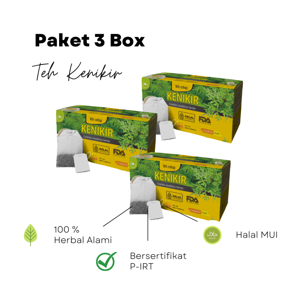 

Teh Celup Herbal Kenikir Paket 3 Box Original Griya Herba Halal