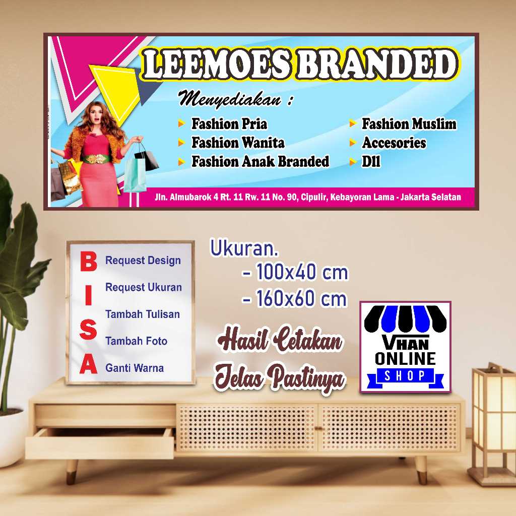 Custom Spanduk Banner MMT Toko Fashios atau Toko Baju