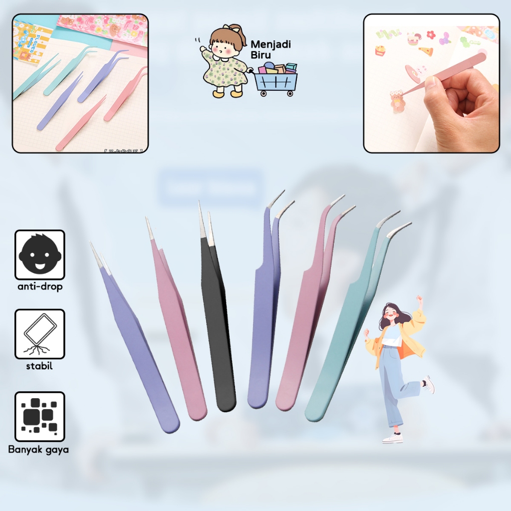 

Pinset akun tangan warna Macaron klip baja tahan karat