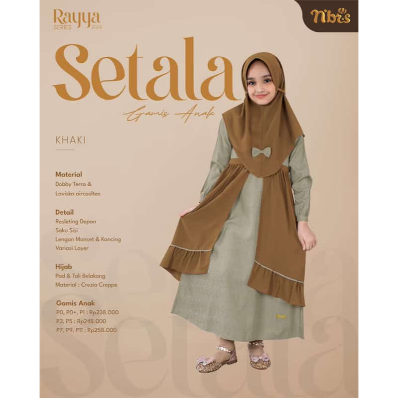 NIBRAS GAMIS ANAK PEREMPUAN SETALA KHAKI,SETALA KHAKI,GAMIS ANAK,GAMIS ANAK PEREMPUAN,GAMIS MUSLIM A