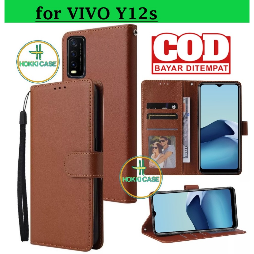 FLIP COVER VIVO Y12S LEATHER CASE FLIP VIVO Y12S