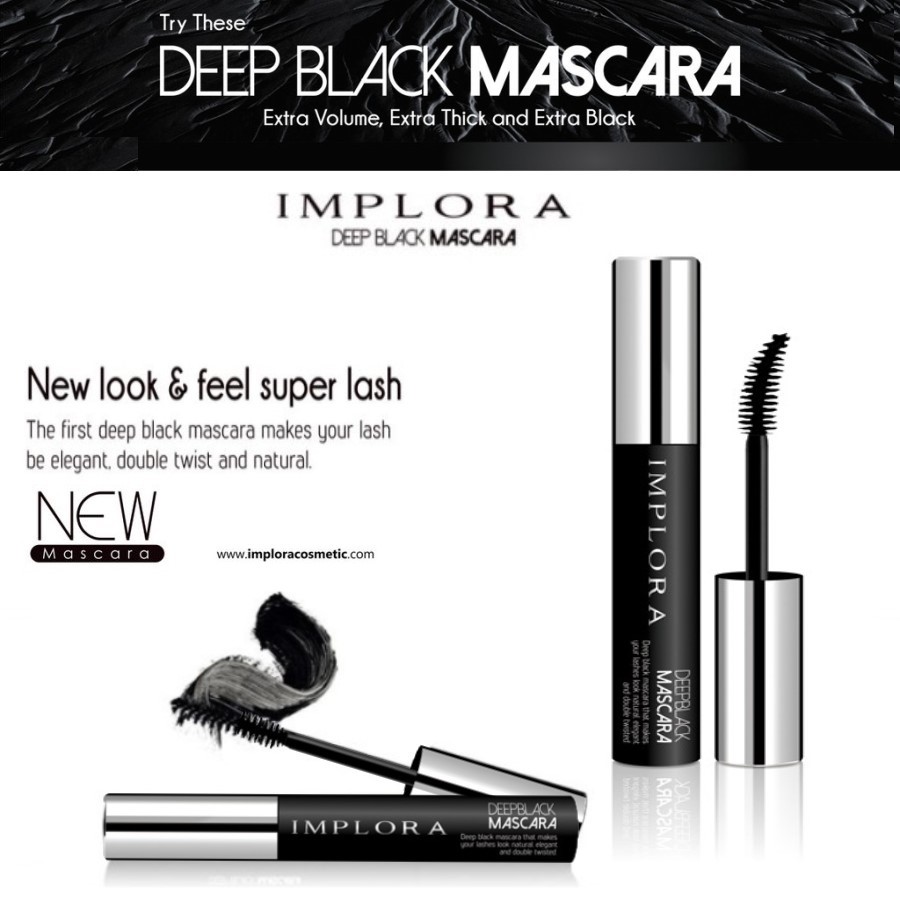 IMPLORA DEEP BLACK MASCARA - MASKARA WATERPROOF/MASCARA IMPLORA -MASKARA HITAM